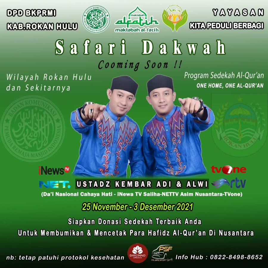 BKPRMI Rohul Kembali Gelar Safari Dakwah Bersama Ustadz Kembar Adi dan Alwi dari Jakarta