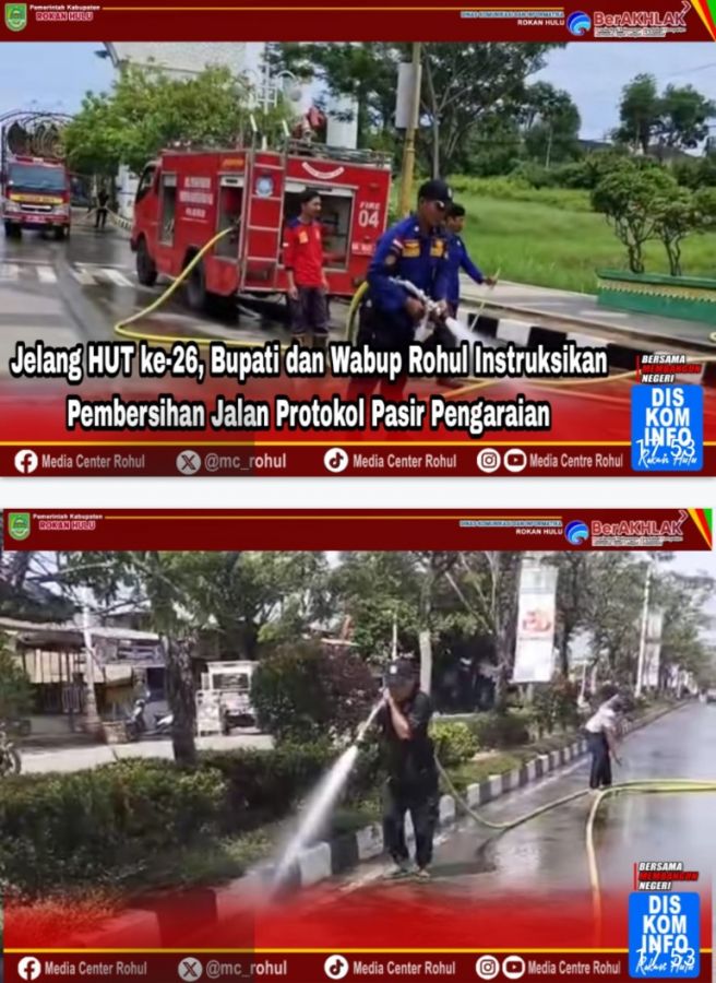 Bupati dan Wabup Rohul Instruksikan Pembersihan Jalan Protokol