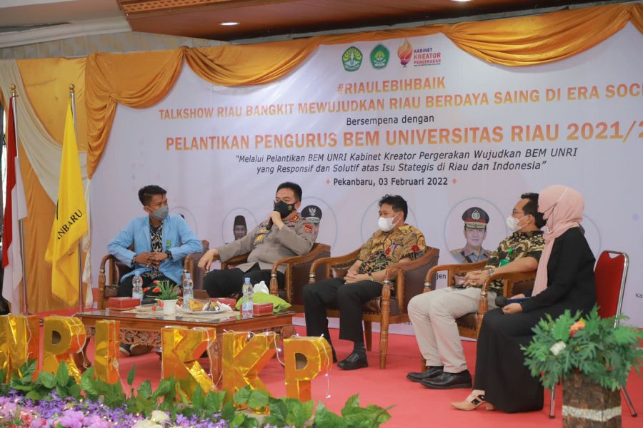 Hadiri Pelantikan BEM UNRI, Kapolda Riau Irjen Muh Iqbal Buka Dialog Mahasiswa