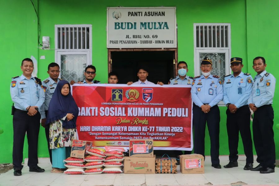 HDKD ke-77 Lapas Pasir Pengaraian Serahkan Bantuan Sembako di Panti Asuhan