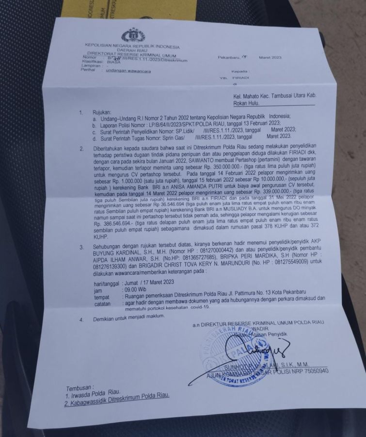 Kades Mahato Dilaporkan Ke Polda Riau, Ada Apa...?