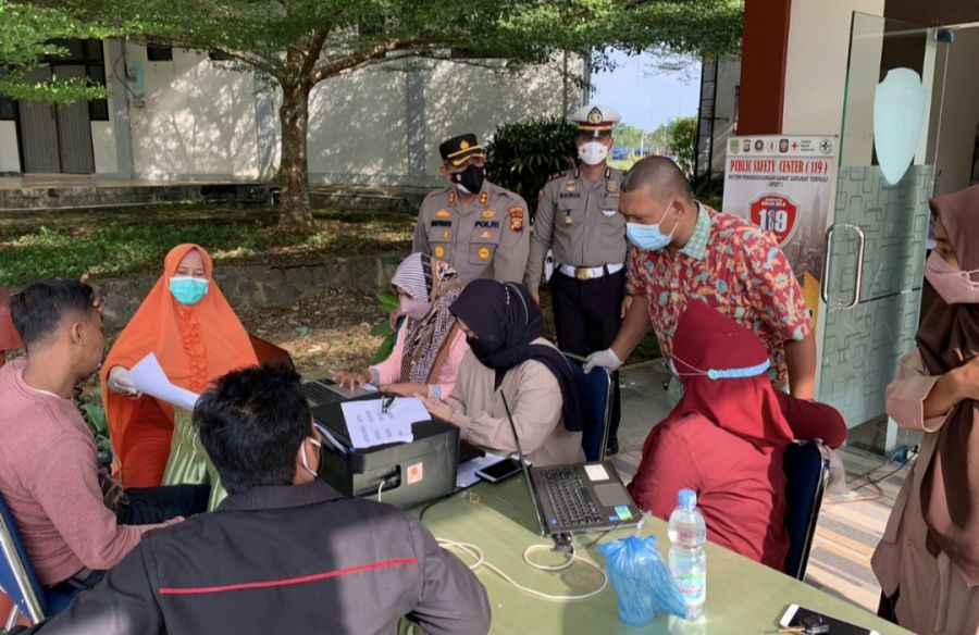 Kapolres Tinjau Gebyar Vaksin Di Islamic Center Rohul
