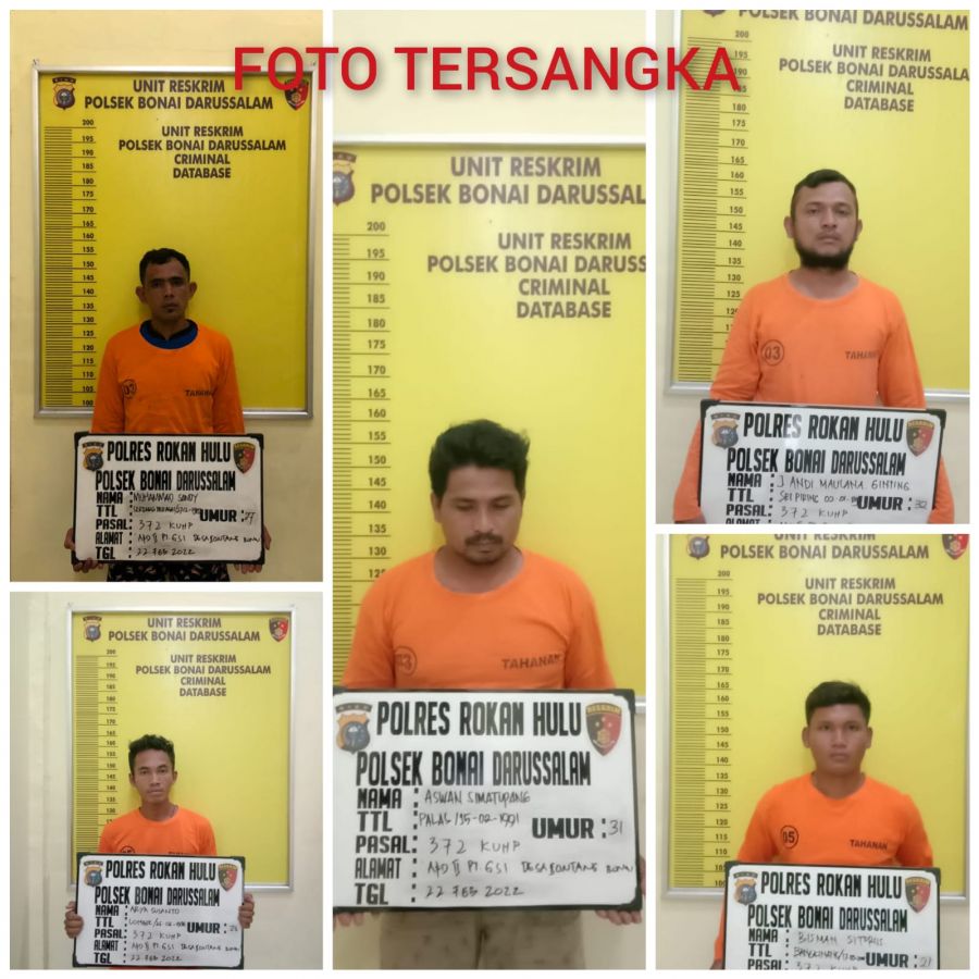 Diduga Curi TBS, Lima Pria Meringkuk di Sel Mapolsek Bonaidarussam