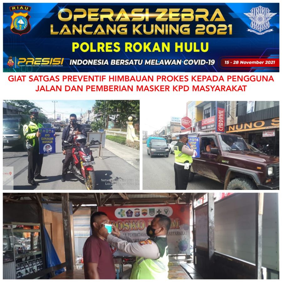 Polres Rohul Efektifkan Operasi Zebra LK 2021 Untuk Himbauan Prokes