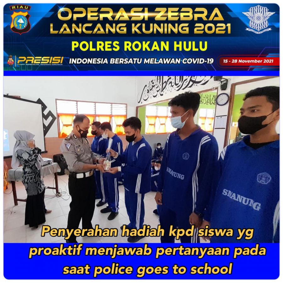 Wujud Giat Satgas Preemtif Ops Zebra LK 2021 Polres Rohul, Selamat dari Laka Lantas Jaga Kesehatan